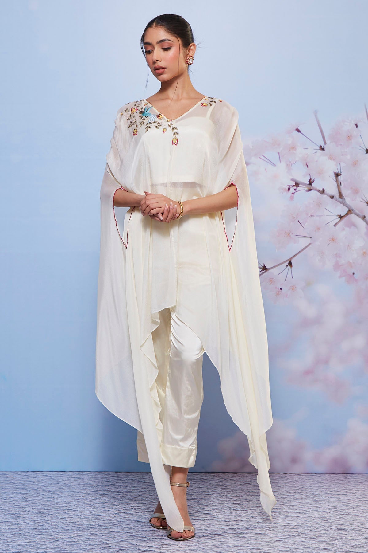 Buy Ivory Asymmetrical Cape Set Online